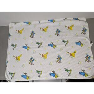Vtg Toddle Time Sesame Street Baby Blanket 30x40 Big Bird Cotton Flannel